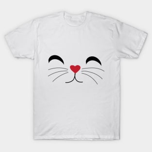 Cat kitty cute face design heart shape love T-Shirt